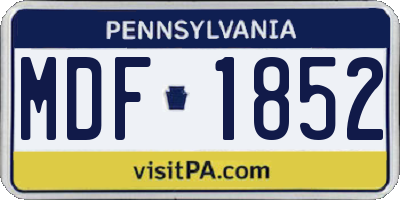 PA license plate MDF1852