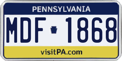 PA license plate MDF1868