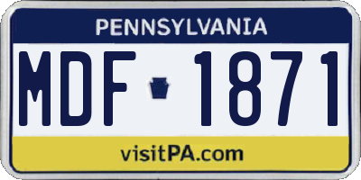 PA license plate MDF1871