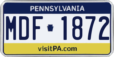 PA license plate MDF1872