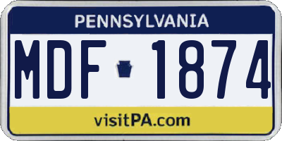 PA license plate MDF1874