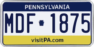 PA license plate MDF1875