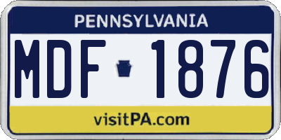 PA license plate MDF1876