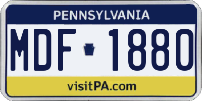 PA license plate MDF1880