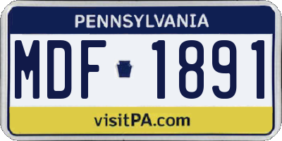 PA license plate MDF1891