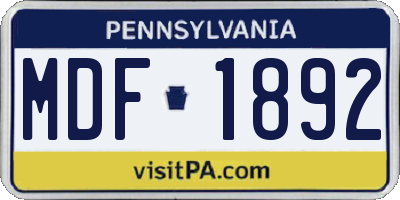 PA license plate MDF1892