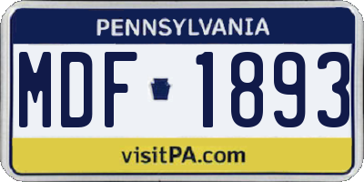PA license plate MDF1893