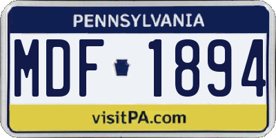 PA license plate MDF1894