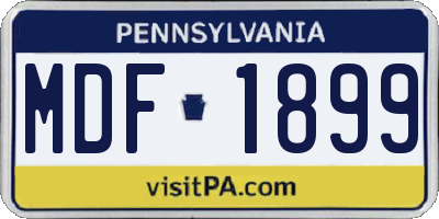 PA license plate MDF1899