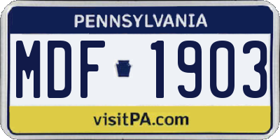 PA license plate MDF1903