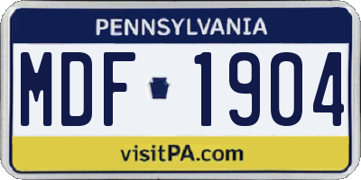 PA license plate MDF1904