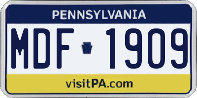 PA license plate MDF1909