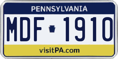 PA license plate MDF1910