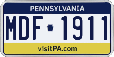 PA license plate MDF1911