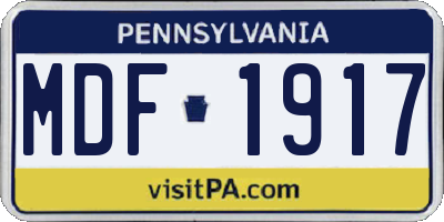 PA license plate MDF1917