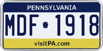 PA license plate MDF1918