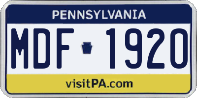 PA license plate MDF1920