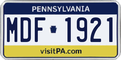 PA license plate MDF1921