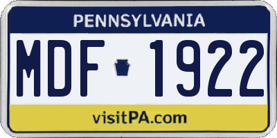 PA license plate MDF1922
