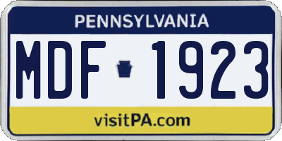 PA license plate MDF1923