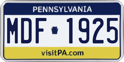 PA license plate MDF1925