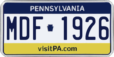 PA license plate MDF1926