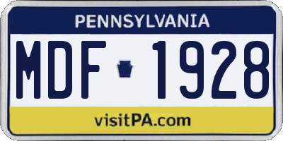 PA license plate MDF1928