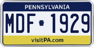 PA license plate MDF1929