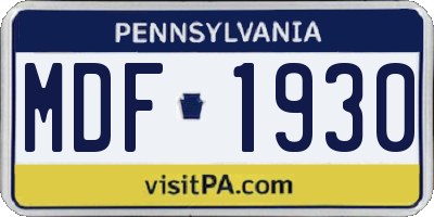 PA license plate MDF1930