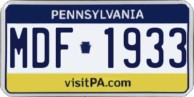 PA license plate MDF1933
