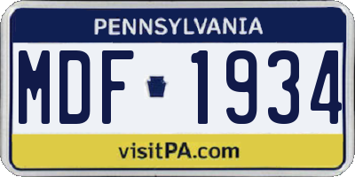 PA license plate MDF1934