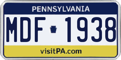 PA license plate MDF1938