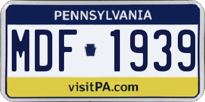 PA license plate MDF1939