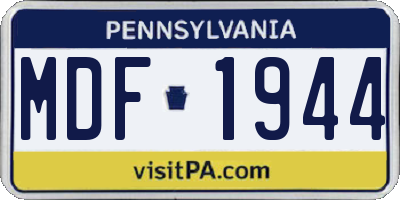 PA license plate MDF1944