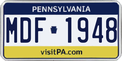 PA license plate MDF1948