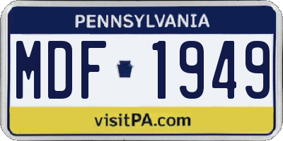 PA license plate MDF1949