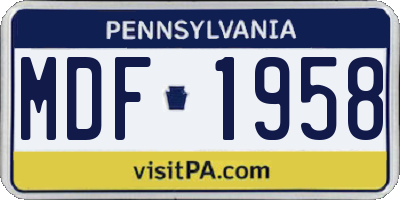 PA license plate MDF1958