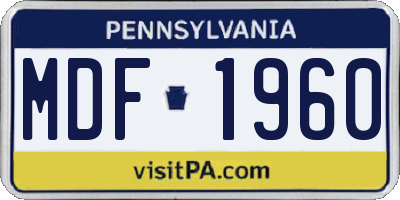 PA license plate MDF1960