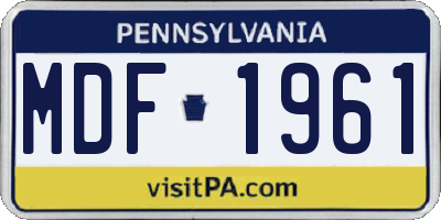 PA license plate MDF1961