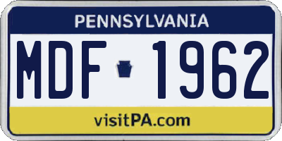 PA license plate MDF1962