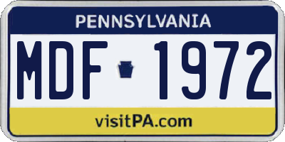 PA license plate MDF1972