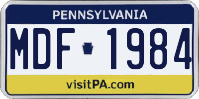 PA license plate MDF1984