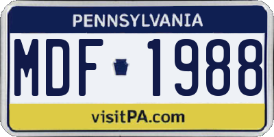 PA license plate MDF1988