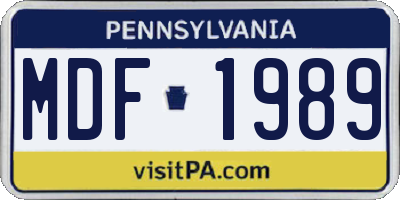 PA license plate MDF1989