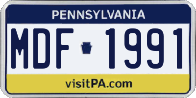 PA license plate MDF1991