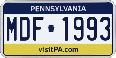 PA license plate MDF1993