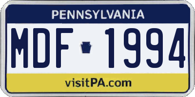 PA license plate MDF1994