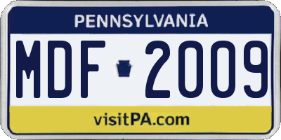 PA license plate MDF2009