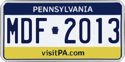 PA license plate MDF2013