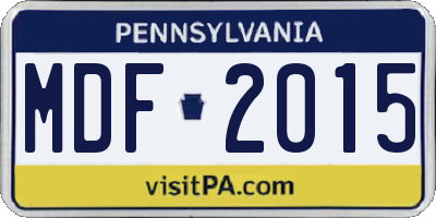 PA license plate MDF2015